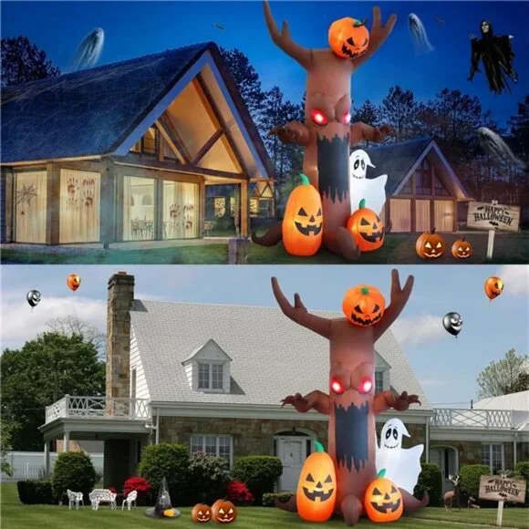 9ft Pumpkin Ghost Tree Halloween Inflatable Outdoor Decoration, Courtyard